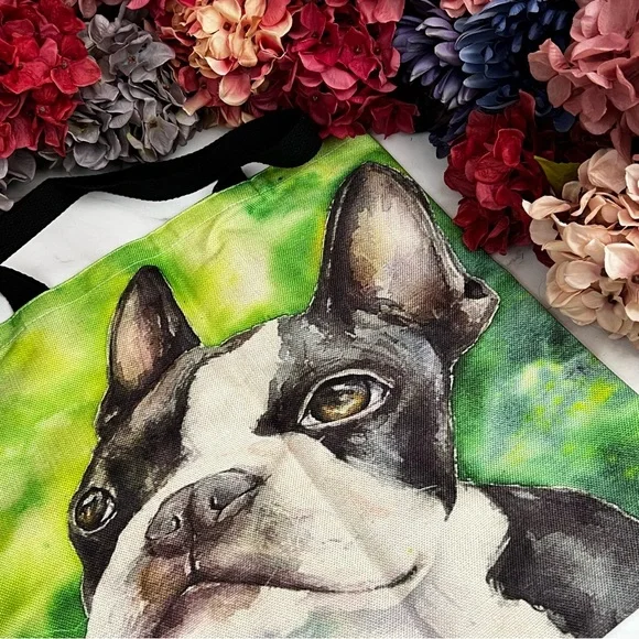 Eco-Friendly Adorable Boston Terrier Folding Tote Bag - Picture 7 of 12